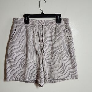 Sweaty Betty Tan Gray Zebra Print Women's Sweat Lounge Shorts Large